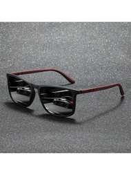 堅固而輕巧的TR90框架眼鏡，最新的時尚復古方形男女通用偏光太陽眼鏡，豪華設計師眼鏡配有經典的彩色條紋，適合男女開車、釣魚、購物、旅行、戶外運動，具有UV400保護功能