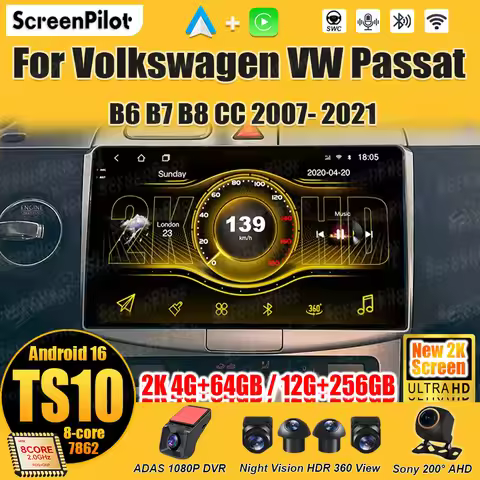 For Volkswagen VW Passat B6 B7 B8 CC 2007- 2021 Android 15 Car Radio Multimedia Video Player GPS Nav