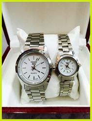 ✢ ◩ Seiko couple watch silver at gold fashion watch