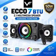 VINNFIER ECCO 7 BTU 50W Karaoke Wireless Microphone RGB LED USB AUX FM Radio PC Laptop 2.1 Bluetooth