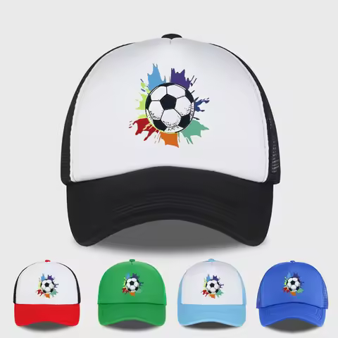 Colorful Soccer Splash Print Sponge Mesh Cap - Adjustable Unisex Casual Mesh Cap for Soccer Fans and