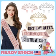 Birthday Queen Sash Tiara Crown Tunang Birthday Shoulder Strap Party Decoration Birthday Sash