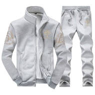 Tracksuits Men Polyester Sweatshirt Sporting Fleece  Gyms Spring Jacket + Pants Casual Mens Track Su