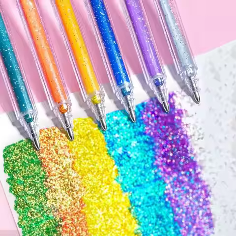 Gel Pen Glitter Gel Pen Set New Glitter School Supplies Colored Pens Set Fun Students Marking Highli