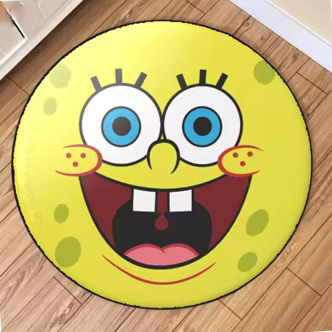 MINISO SpongeBob SquarePants Round Carpet Cute Cartoon Characters Children's Bedroom Decorative Carp