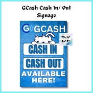 ✙ ℀ ▱ Laminated Gcash Cash In/ Out/ E-load Signage