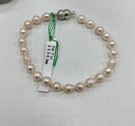 （清貨價）日本5.5-6mm 超亮粉紅巴洛克型 Akoya 手鍊（磁石貼扣）