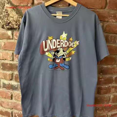 Vintage 2000s Y2K Underdog T Shirt L Cartoon Flocked vintage Washed Unisex designer clothes streetwe