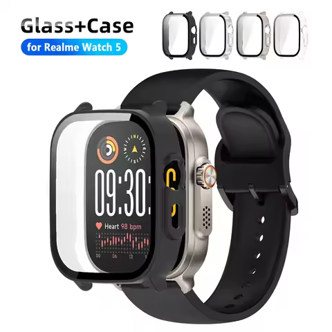 PC Case +Tempered Glass for Realme Watch 5 Screen Protector All-around Bumper for Realme Watch 5 Pro