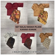 Baju Kedah Opah / Klasik Plain Size Kanak-Kanak & Kain Lipat Batik