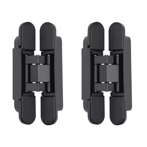 2Pcs Invisible Cabinet Hinge 180° Opening, Zinc Alloy, Adjustable for Wood Door Up to 40kg/88lbs, Bl