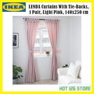 IKEA LENDA Curtains With Tie-Backs, 1 Pair, Light Pink, 140x250 cm