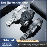 Suitable for Casio GA2100/2110 GA-B2100 Series Modified Retro Stainless Steel Case Strap Set