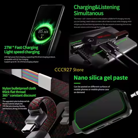 B03F GS1 Chicken Game Phone Sound Card 3 in 1 Game Sound Card with Adapter Type-C to 3.5mm Fast