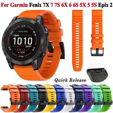 20mm 22mm 26mm Silicone Band Original Strap For Garmin Fenix 7 7X Pro 6X Pro 5X Plus 3 3HR Epix Pro 