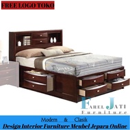 Dipan Laci Tempat Tidur Laci Minimalis Full Kayu Jati Perhutani (Pre Order)