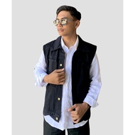 BRIGO Jaket Rompi Jeans Pocket Scraft || Jaket Jeans Rompi Anak Motor Masa Kini Untuk Pria dan Wani
