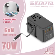 SKOOTA Universal Travel Adapter 70W With 2USB+2Type C International Plug Charger Fast Charging