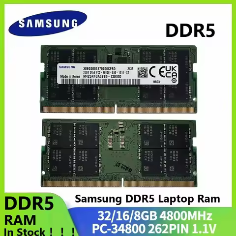 SAMSUNG DDR5 RAM Laptop Memory non-ECC SODIMM 8GB 16GB 32GB 4800MHz 5600MHz for Laptop Computer Dell