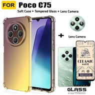 สําหรับ Poco C75 เคสโทรศัพท์กันกระแทกสําหรับ Poco C61 C65 เซรามิค Frosted ฟิล์มกระจกนิรภัยและฟิล์มเล