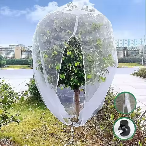 Extra-Thick Garden Netting With Drawstring & Zipper-Insect &Bird Protection For Fruits,Citrus,Flower