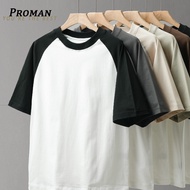 【From Perak】ProMan Men's T-Shirt Summer Round Neck Plain Top Contrast Color All-Match Fashion Korean