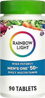 Rainbow Light Multivitamin for Men 50+, Vitamin C, D &amp; Zinc, Probiotics, Men's One 50+ Multivitamin Provides High Potency Immune Support, Non-GMO, Vegetarian, 90 Tablets