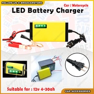 LED Battery Charger DC12V 2A-3A Car Motorcycle E-bike Smart Power Charger Starter 4-30AH Pengecas Ba