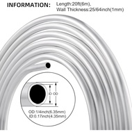 20FT Aluminum Coiled Tubing, KWOKWEI 1060 Grade Aluminium Tubing 0.04" Wall Thickness, 1/4" OD Alumi