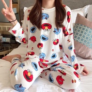 Korean Long Sleeve Cotton Sleepwear Pajama Set For Women Nightwear