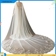 3*3M Cathedral Wedding Cape Veil Sequined Lace Shawl Bridal Shoulder Veils Tulle Long Cape Cloak Wed