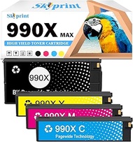 SkyPrint 990 990X Ink Cartridges Black Cyan Yellow Magenta Compatible with I-IP PageWide Color 755dn