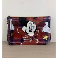 Korean Stock Mickey Red Checker Large Capacity Zipper Cosmetic Pouch