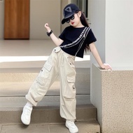 女童套装Girls' set女童夏装工装裤套装2024新款女大童洋气短袖儿童薄款休闲束脚裤潮新款2025.3.24