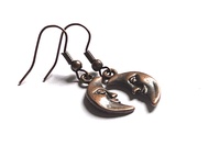 Moon Earrings Antiqued Copper Vintage Crescent Moon 7th Wedding Anniversary Birthday Copper Gift wit