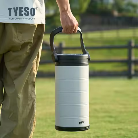 TYESO Large-Capacity Handheld Ice Bucket Vacuum Insulated Long-Lasting Cooler Comfort-Grip Toughness