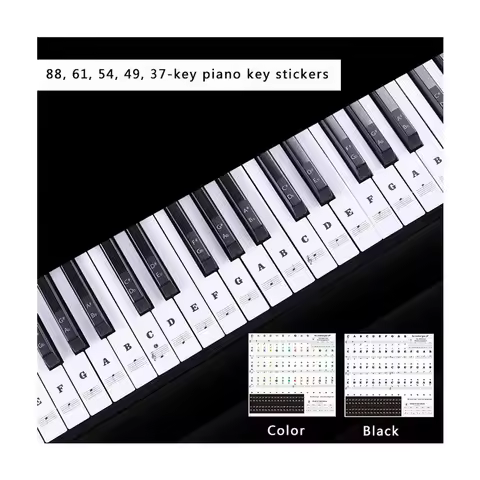 1Pcs Removable PVC Piano Keyboard Sticker 54/61 88 Key Transparent Piano Keyboard Stave Electronic K