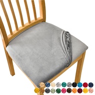 Velvet Chair Cushion Cover Solid Colors Seat Slipcovers Removable Anti-Dust Spandex Dining Room Chair Cover Short Plush