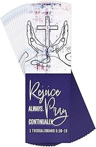 BKM-3236 Rejoice Always Pray Continually - 1 Thessalonians 5:16-18 - 6 x 2 Inch Navy Blue and White 