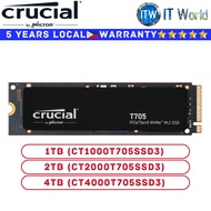 Itw | Crucial 1TB | 2TB | 4TB NVMe SSD M 2 NVMe SSD T705 Pcie Gen5 Internal without heatsink