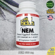 <Natural Factors> NEM Natural Eggshell Membrane 500 mg 60 Vegetarian Capsules ผลิตภัณฑ์เสริมอาหารสำห