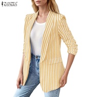 ZANZEA Women Korean Daily Striped Lapel Long Sleeve Leisure Blazer
