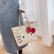 COD JUST STAR กระเป๋าผ้าใบความจุขนาดใหญ่ Hello Kitty Cat Tote Bag กระเป๋าโท้ทสะพายไหล่การ์ตูน OPO