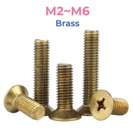 Brass Cross Recessed Countersunk Head Screw M2 M2.5 M3 M4 M5 M6 Flat Head Machine Screws Bolts Length 4mm~40mm