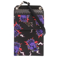 Prada x Universal Studios 科學怪人 Saffiano 皮革黑色手機殼肩背包 0555 [二手] PRADA