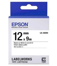 【OA補給站】含稅EPSON LK-4WBN S654401標籤帶(一般系列-白底黑字12mm)