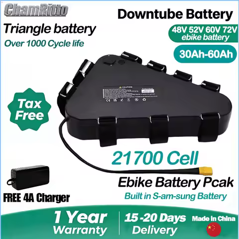 48V Battery Electric Bicycle 60v 72v chamrider Triangle battery 52v 30ah 40 50 60ah ebike 3000w High