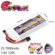 Coddar Battery 7.4V 7000mAh 120C 2S Lipo Battery For RC Car Truck Buggy Crawler
