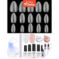 Aillsa Nail Tips&Glue Gel kit, with TOP Coat, Nail Dehydrator, 240pcs Almond Nail Tips, Nail Glue, N
