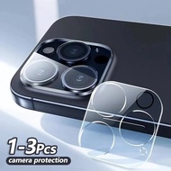 กล้องถ่ายภาพโปร่งใสคุ้มครองเต็มรูปแบบ1-3ชิ้นตัวป้องกันเลนสสำหรับ iPhone 11 12 13 14 15 Pro Max X Xsmax 7 8 Plus Xr 12กระจก SE2020ขนาดเล็ก